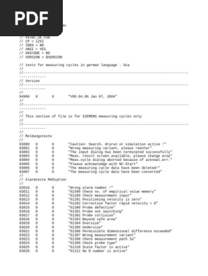 Siemens Measuring Cycle Alarms | PDF | Engineering Tolerance