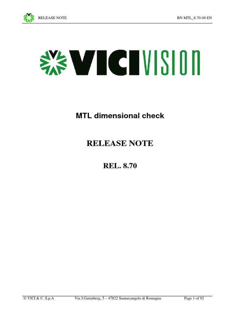 MTL 8.70 Release Notes Overview | PDF | Computer File | Button (Computing)