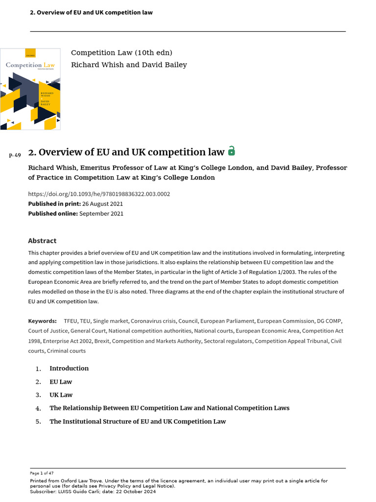 EU and UK Competition Law Overview | PDF | Competition Law | Economies