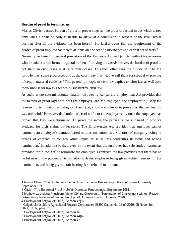 Burden of Proof in Termination Cases | PDF | Burden Of Proof (Law ...