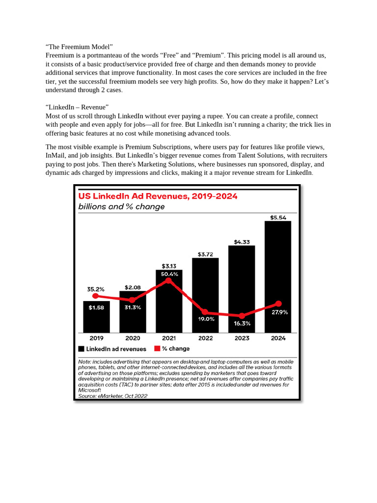 Understanding the Freemium Model | PDF | Spotify | Linked In