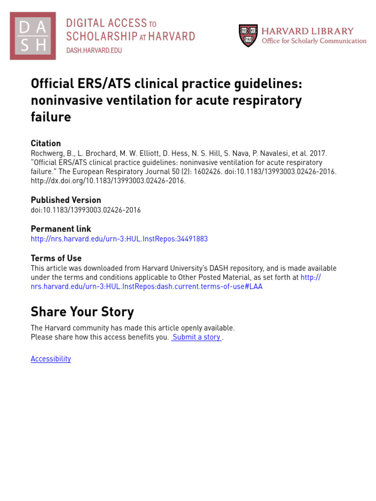 Official ERS/ATS Clinical Practice Guidelines: Noninvasive Ventilation ...