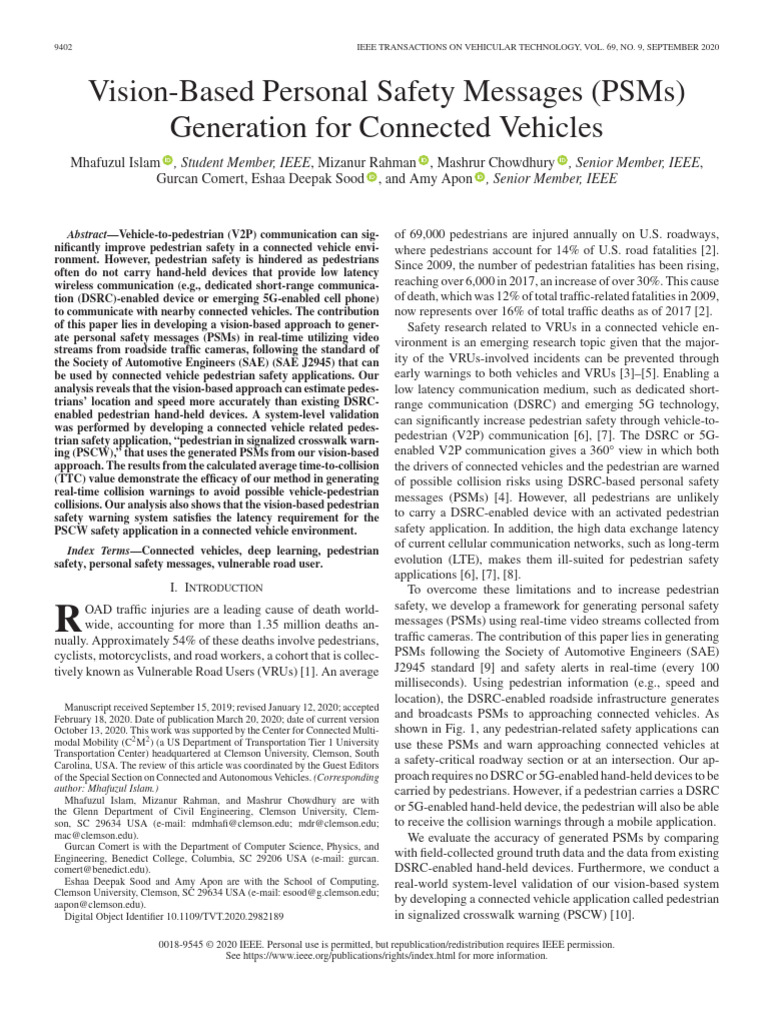 Vision-Based Safety Messages for V2P | PDF | Wi Fi | Communication