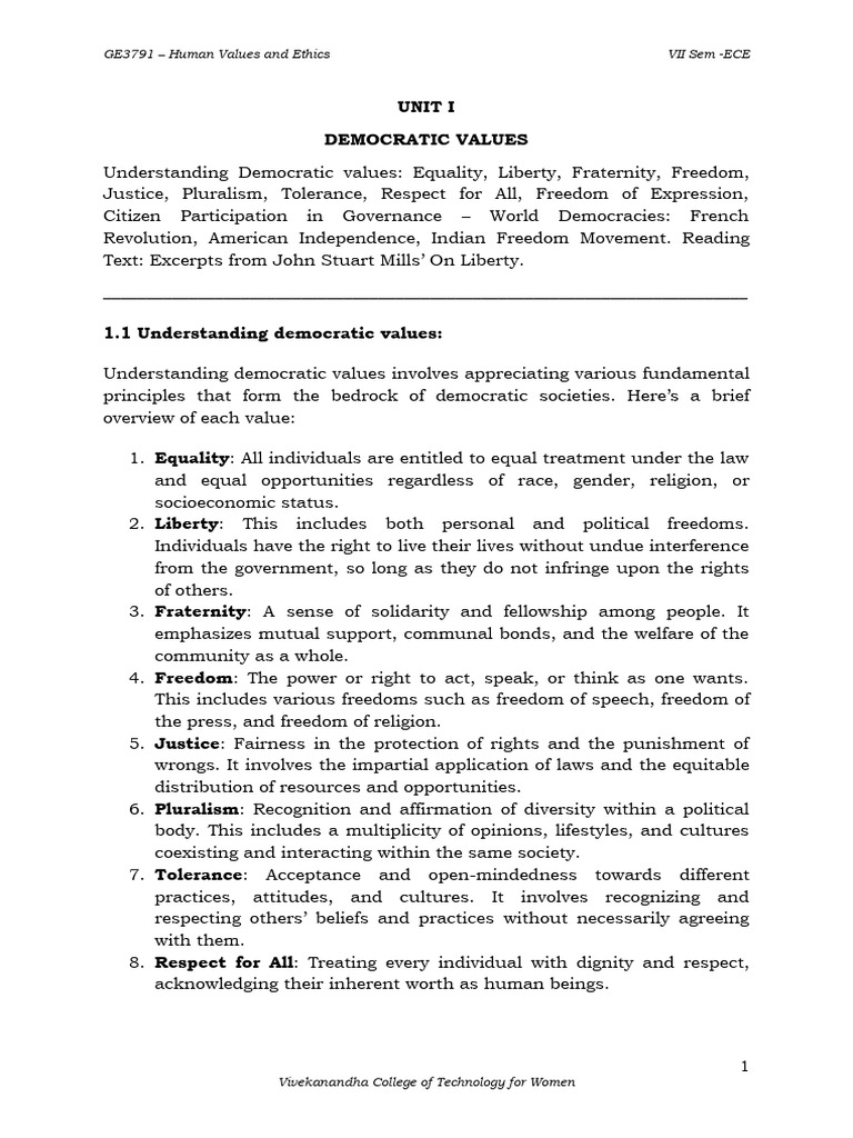 Democratic Values in Human Ethics | PDF | Poverty & Homelessness ...