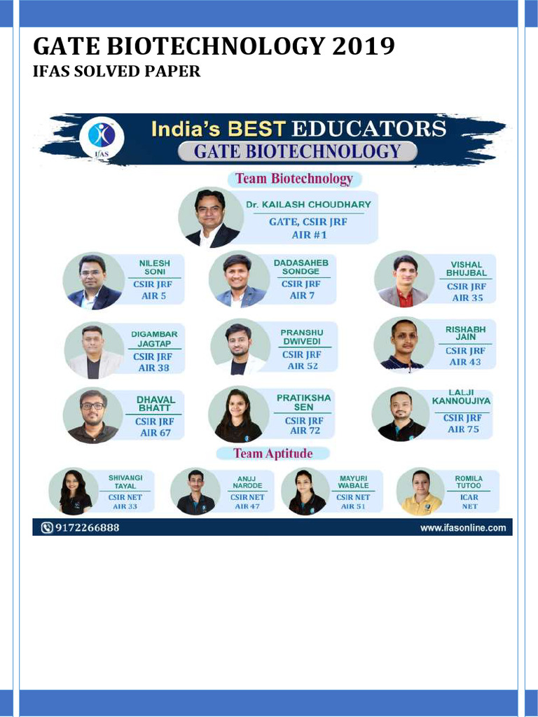 Gate Biotechnology 2019: Ifas Solved Paper | PDF | Antibody | Enzyme ...