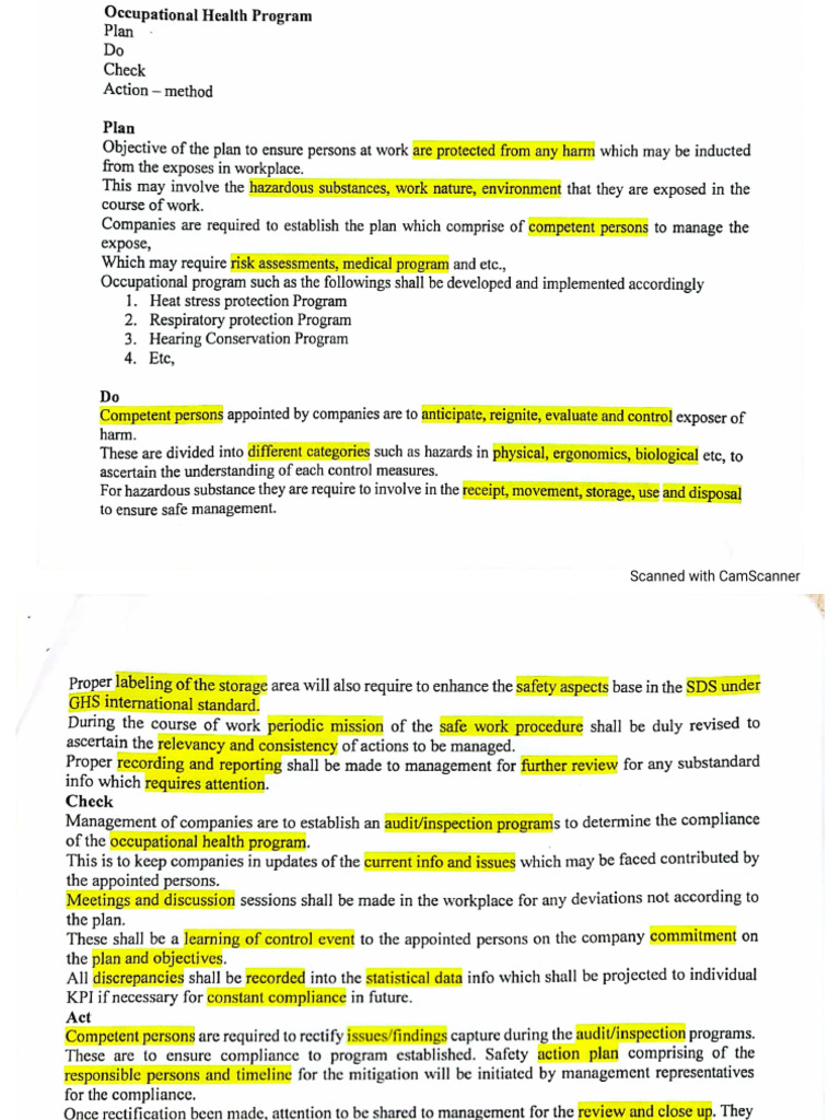 Occupational Health Program | PDF