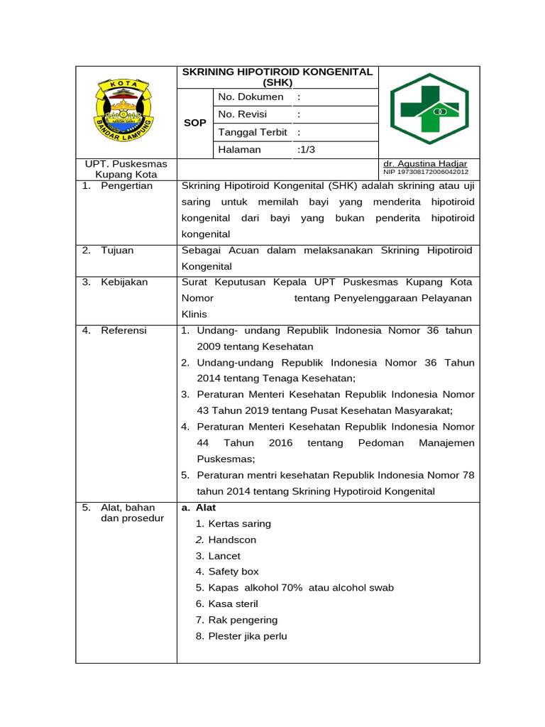 Sop SHK | PDF