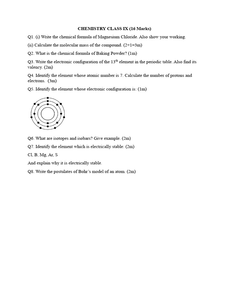 Chemistry Class Ix Assignment | PDF