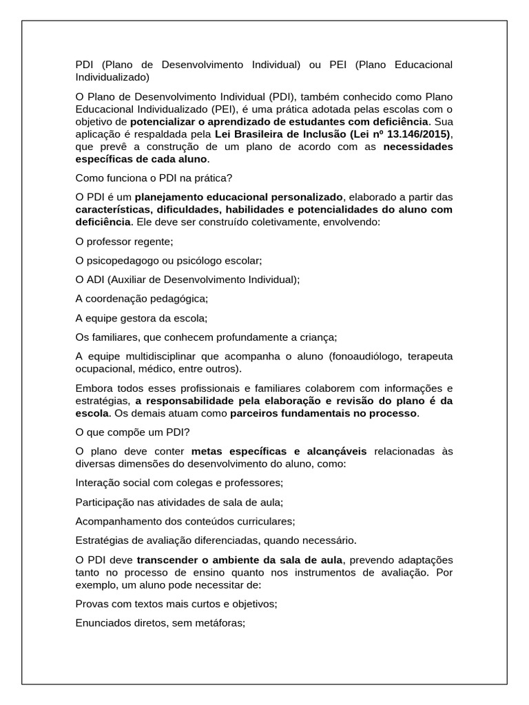 PDI: Guia para Educação Inclusiva | PDF | Pedagogia | Inclusão (Educação)