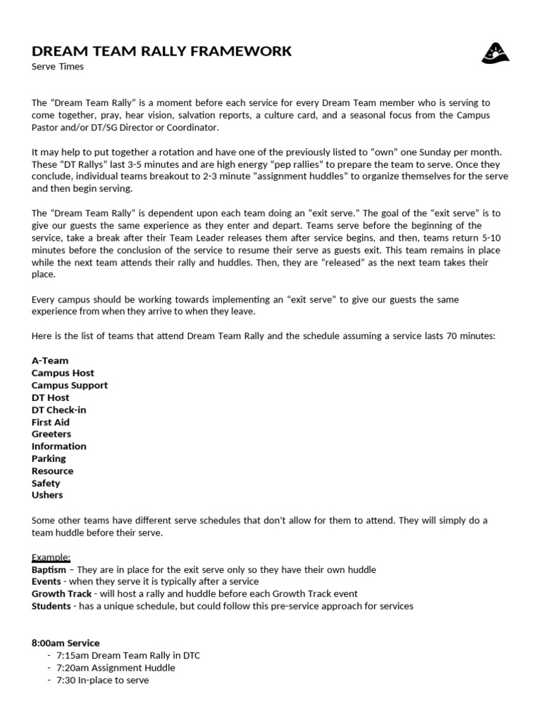 Dream Team Rally Framework Guide | PDF