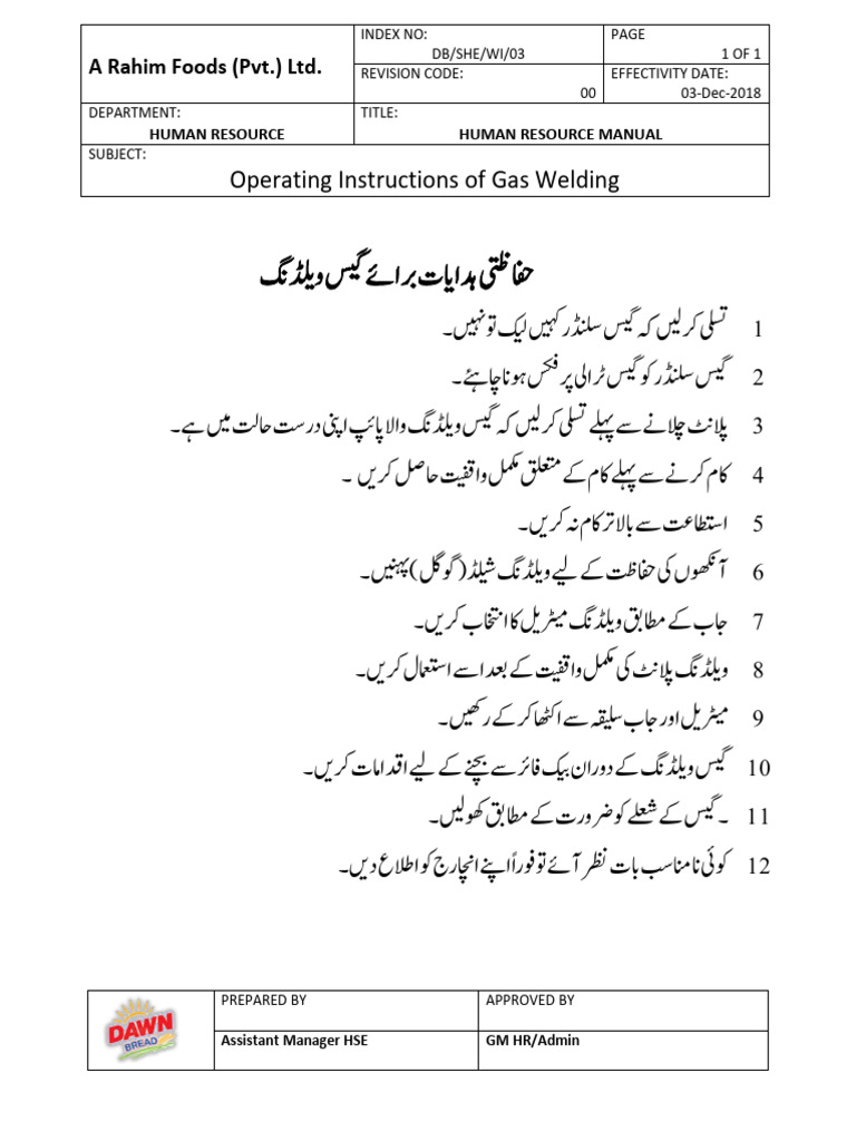 Operating Instructions of Gas Welding. | PDF