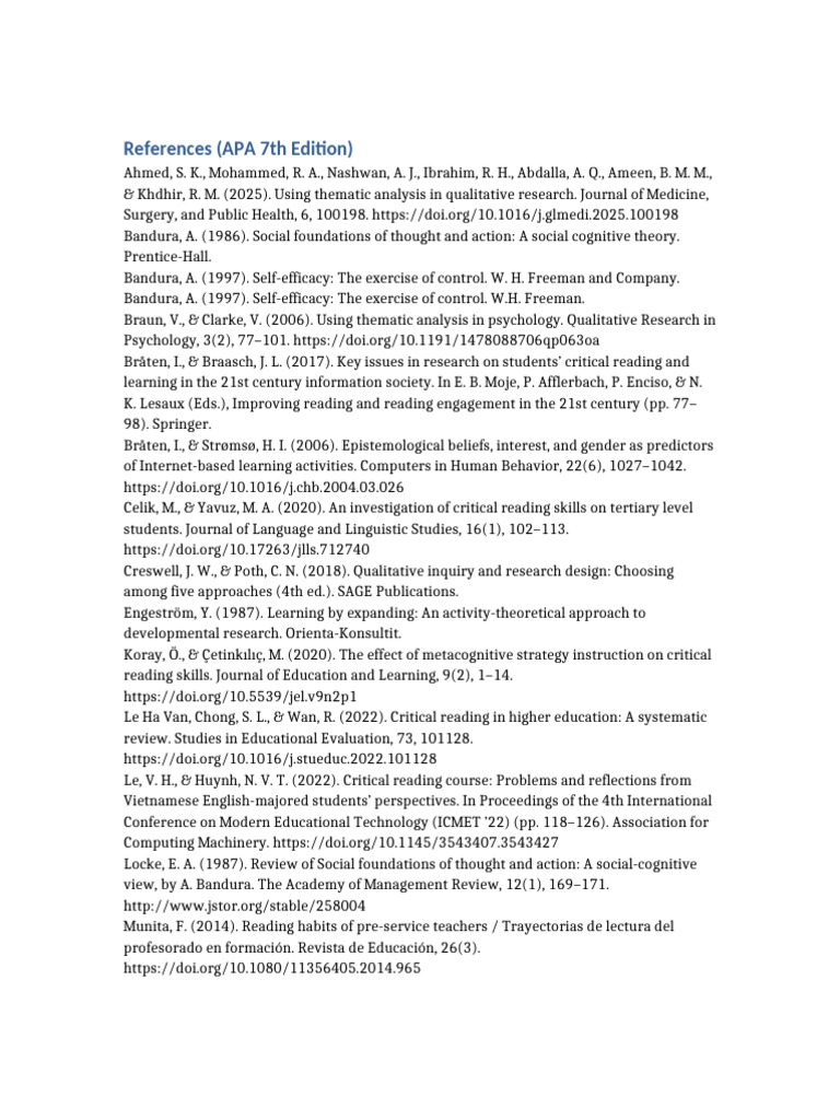 APA 7th References Sorted | PDF | Psychology | Cognition