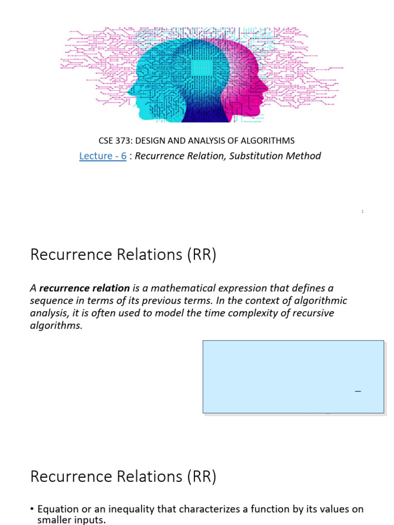 L6 - Recurrence Relation, Substitution Method | PDF