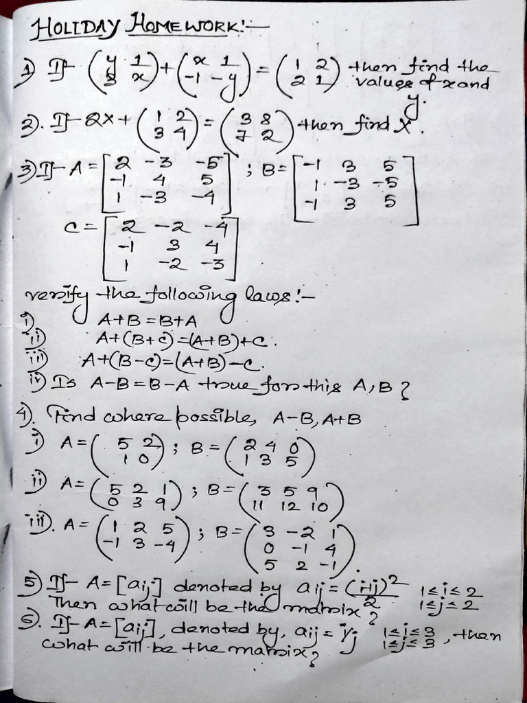 Holiday Homework | PDF