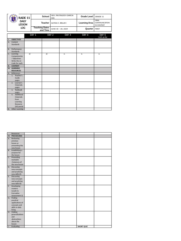DLL Manuscript Speech Delivery Activity | PDF | Learning | Speech