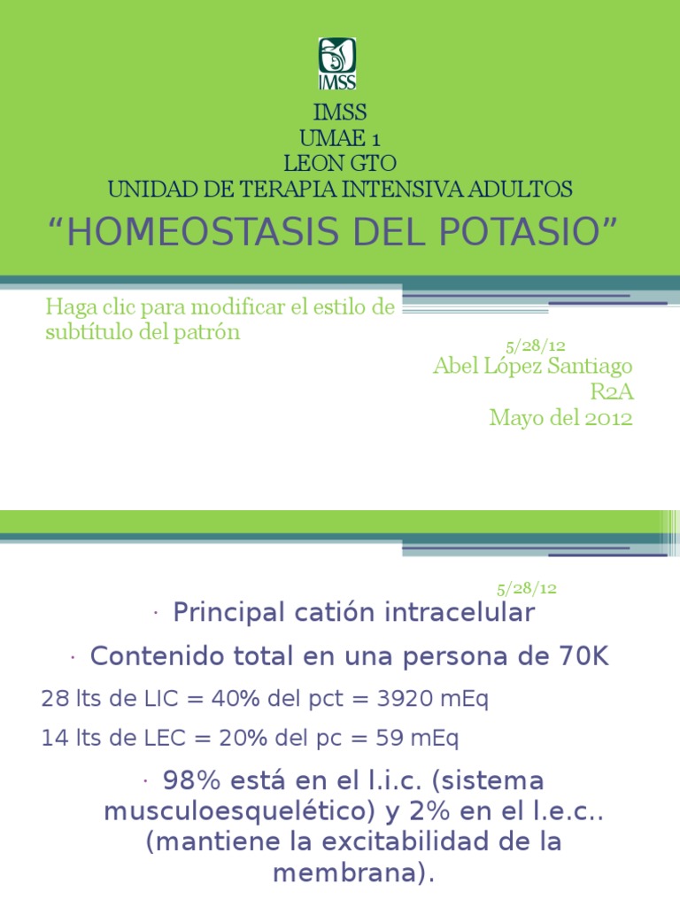 Homeostasis Del Potasio Auto Guard Ado) | PDF | Potasio | Dieta y nutrición