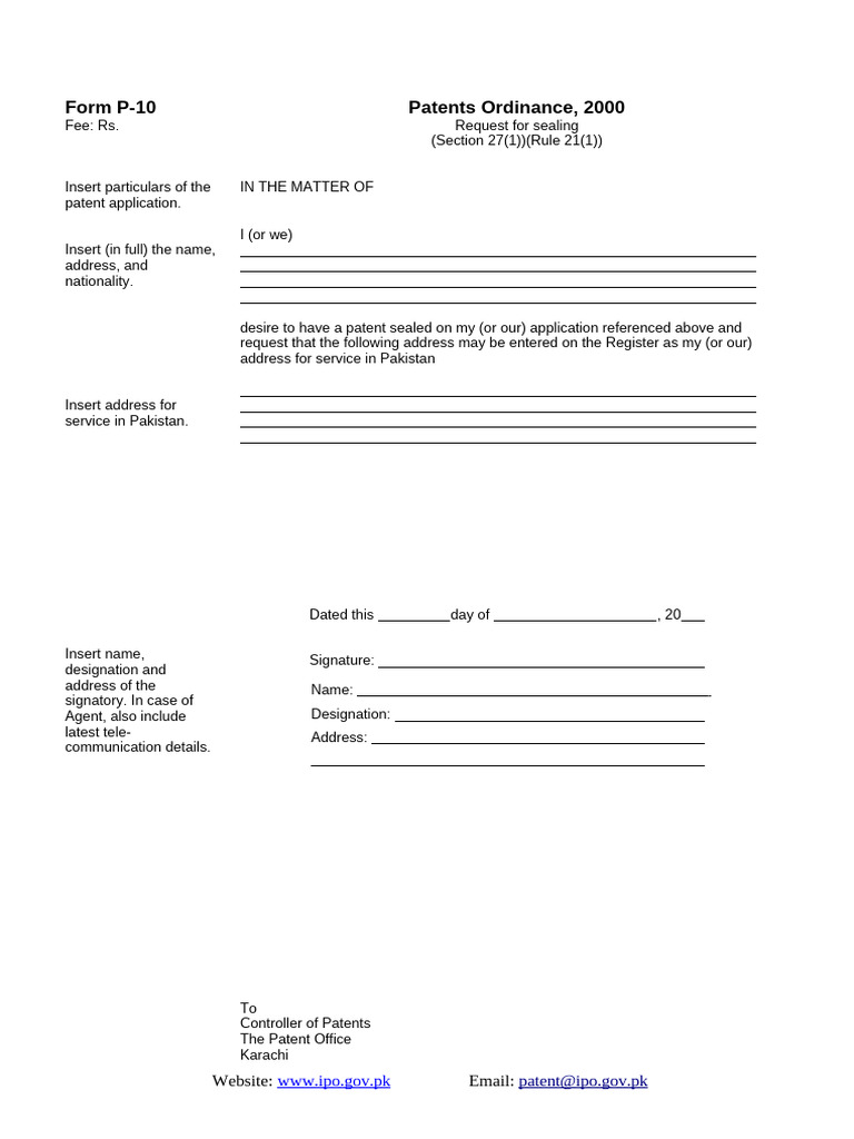 Form P-10 - 0 | PDF