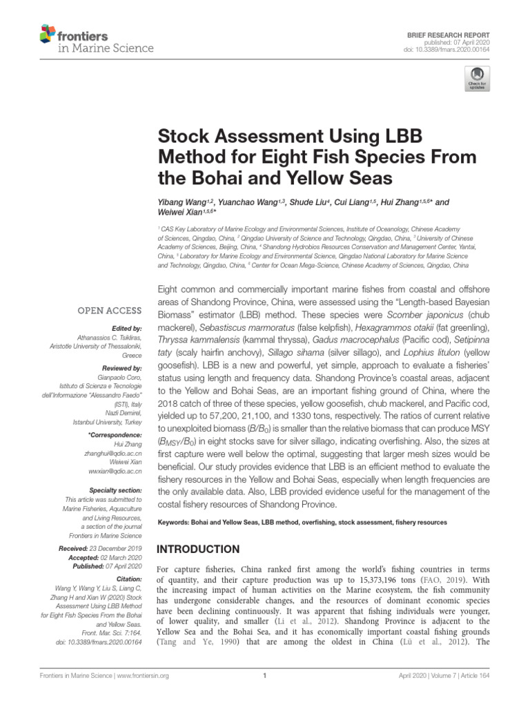 Stock Assessment Using LBB Method For Eight Fish S | PDF | Overfishing ...