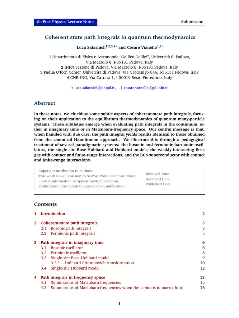 Coherent-State Path Integrals in Quantum Thermodynamics: Scipost ...