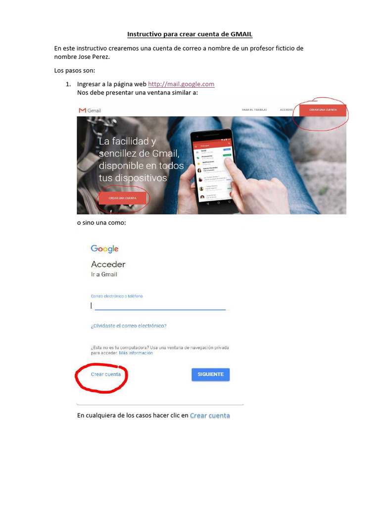 Instructivo para Crear Cuenta de GMAIL | PDF