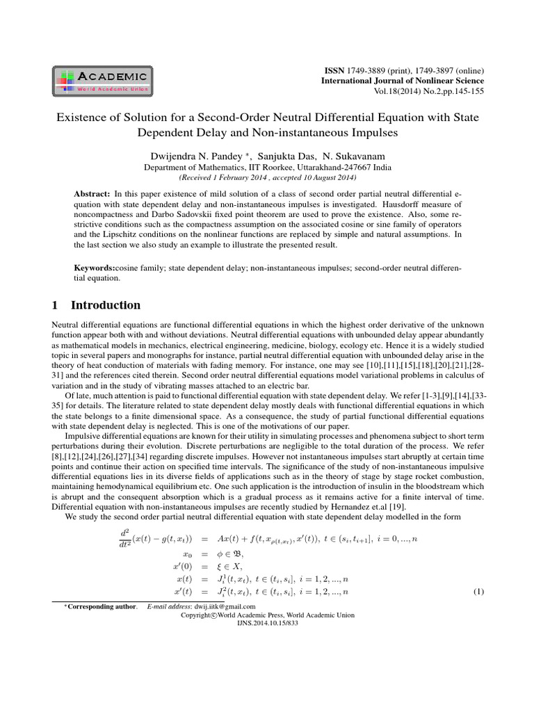 Exist+ 2nd Order Neutral | PDF | Differential Equations | Equations