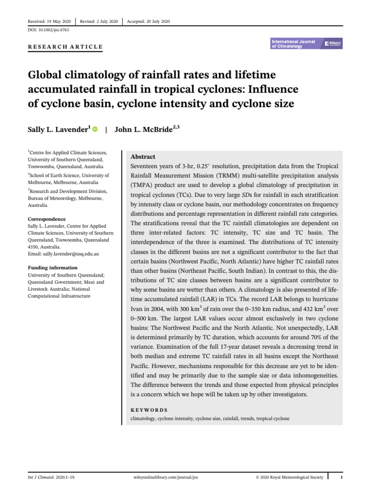 Tropical Cyclone Rainfall Climatology Analysis | PDF | Rain | Tropical ...