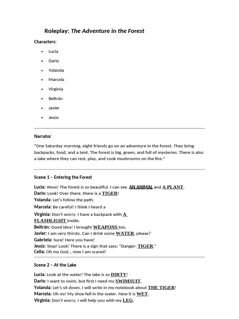 Forest Adventure Roleplay Script | PDF