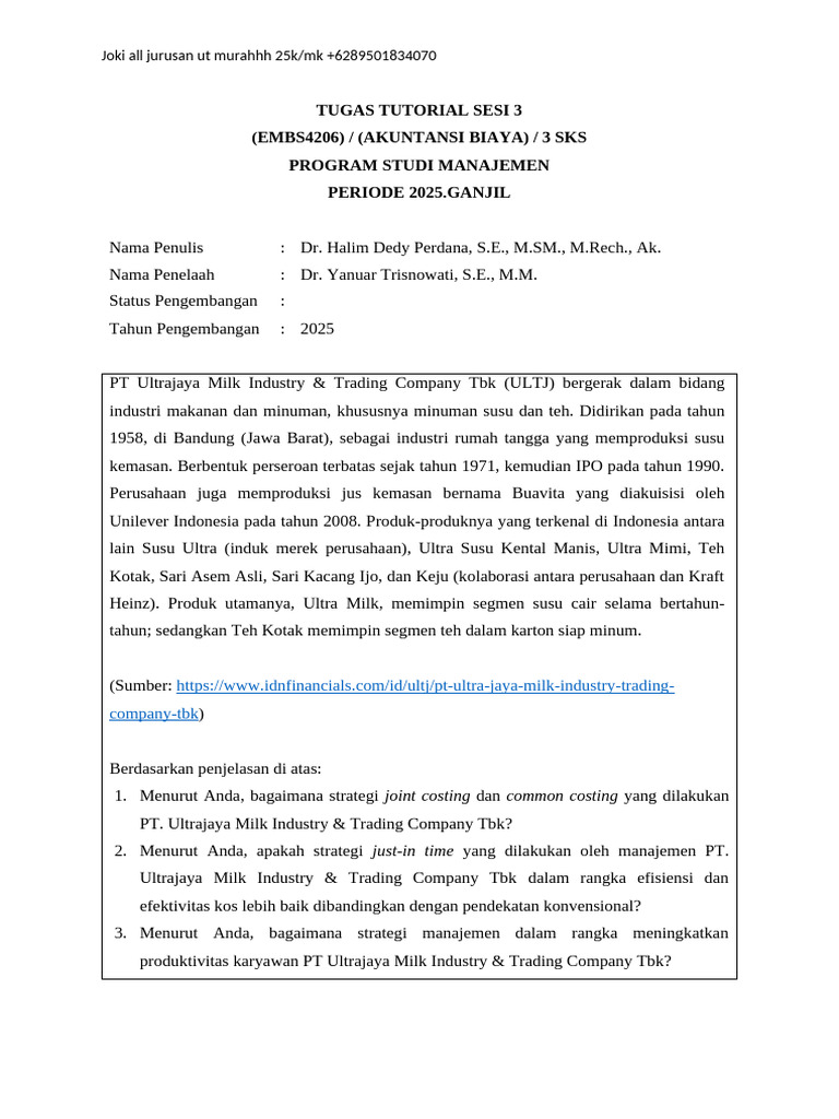 Strategi Manajemen PT Ultrajaya Tbk | PDF