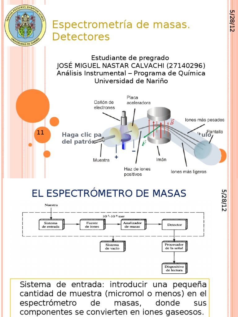Espectrometría de Masas - Expo | PDF | Espectrometría de masas | Electrón
