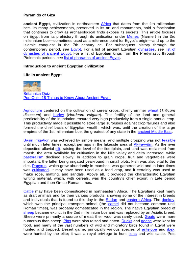 Ancient Egyptian Civilization Overview | PDF | Ancient Egypt | Egyptian ...