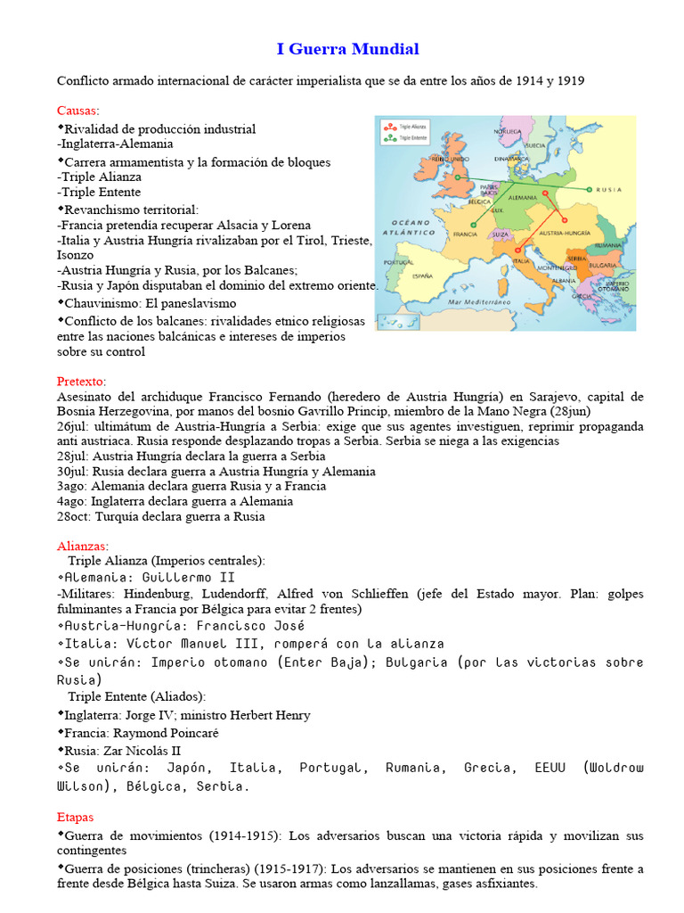 Causas y Consecuencias de la I Guerra Mundial | PDF | Austria Hungría ...