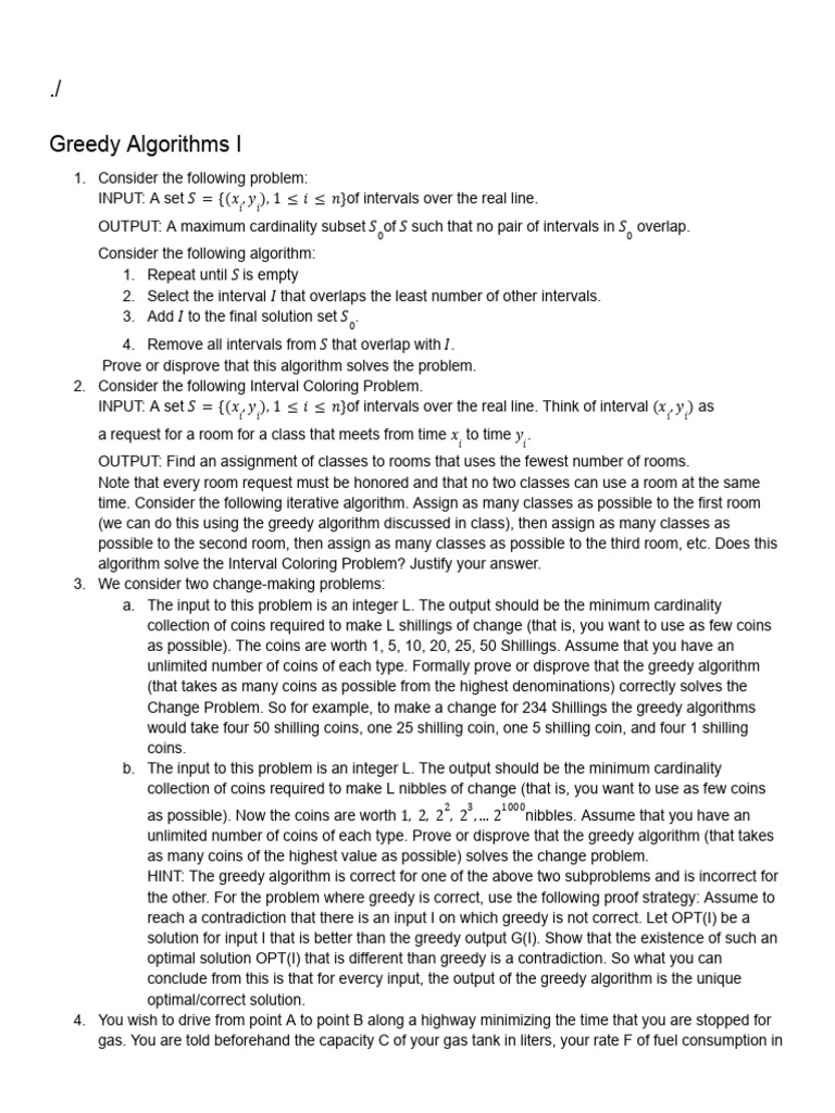 Greedy Algorithms for Interval Problems | PDF | Interval (Mathematics ...