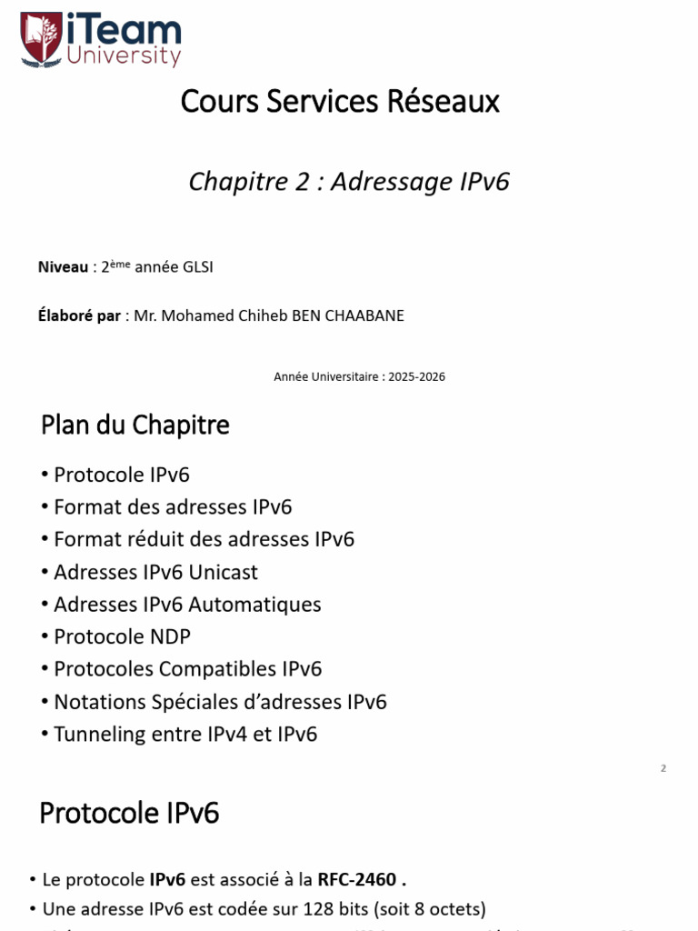 Adressage IPv6 : Concepts et Protocoles | PDF | I Pv6 | Adresse IP