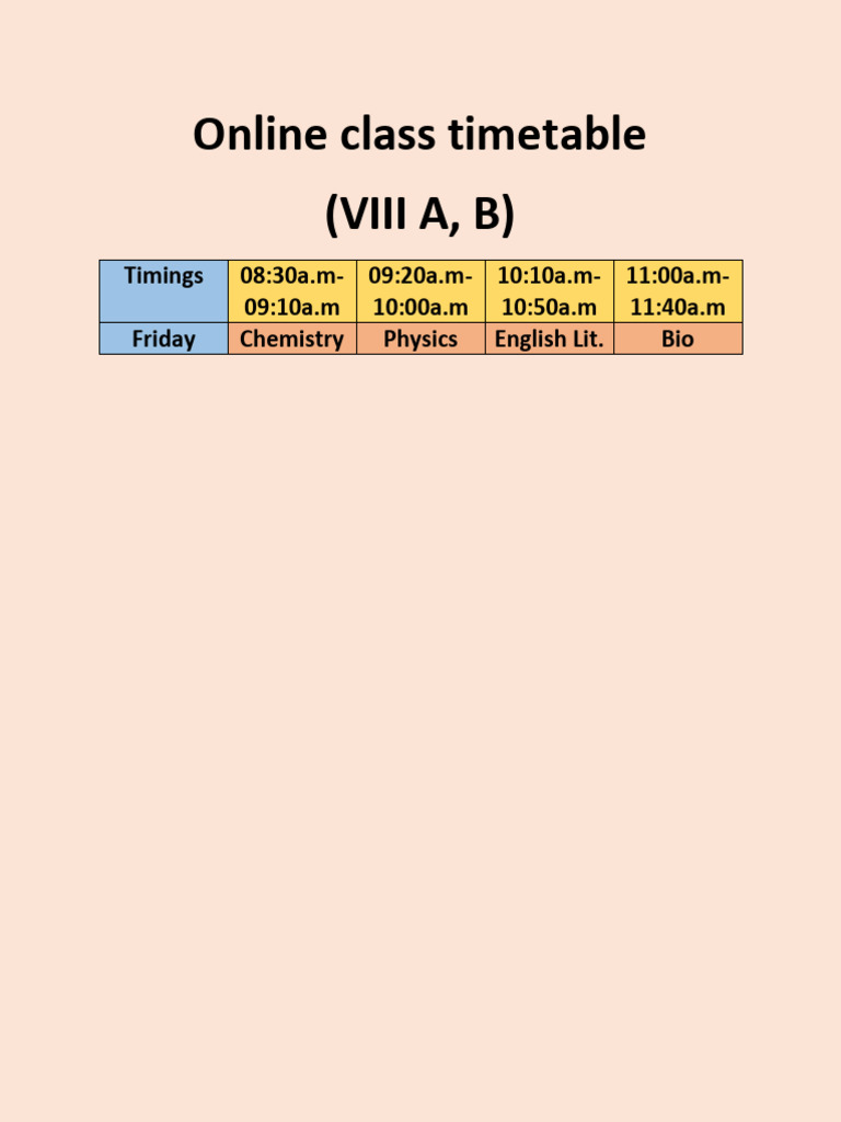 Online Class Timetable VIII-1 | PDF