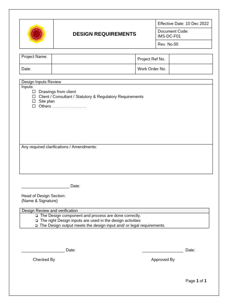 F01 Design Requirements | PDF