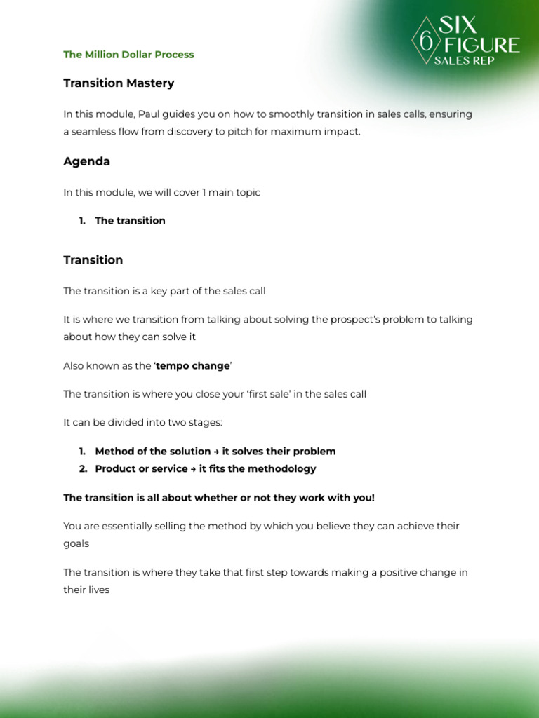 Picture of Sales Phase2 Ep5 Transition Mastery | PDF