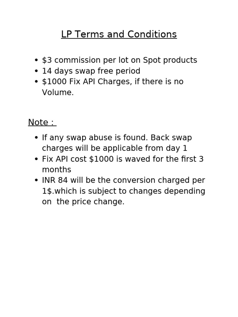 LP Terms: Commission & API Charges | PDF