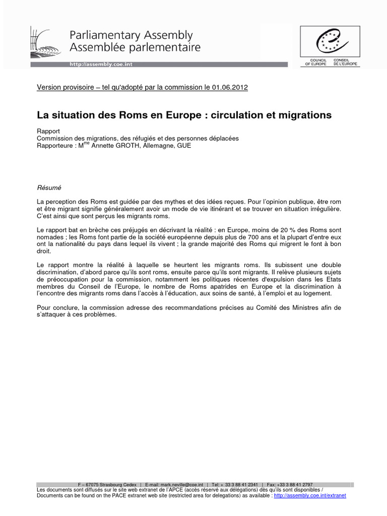 Situation des Roms en Europe : Réalités et défis | PDF | Roms | Union ...