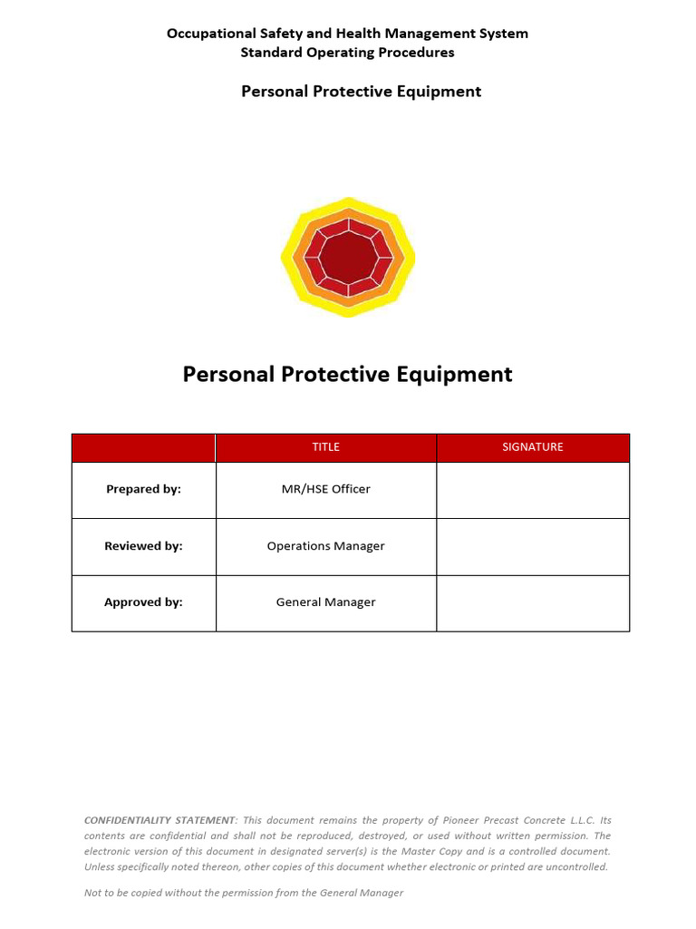 PPC Oshms PR 07 Sop 02 Personal Protective Equipment | PDF | Personal ...