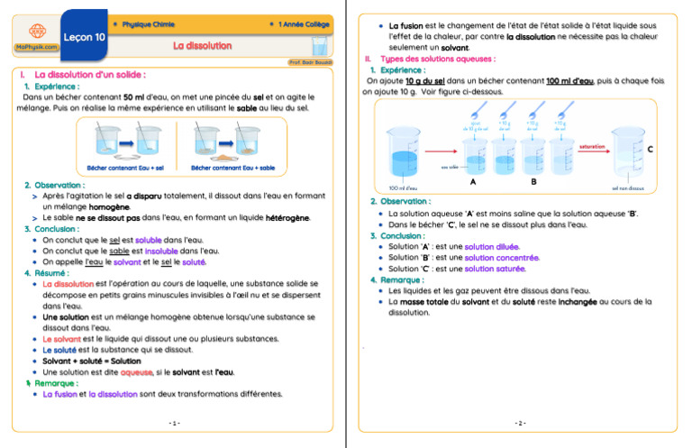 Dissolution et types de solutions aqueuses | PDF | Solvant | Eau