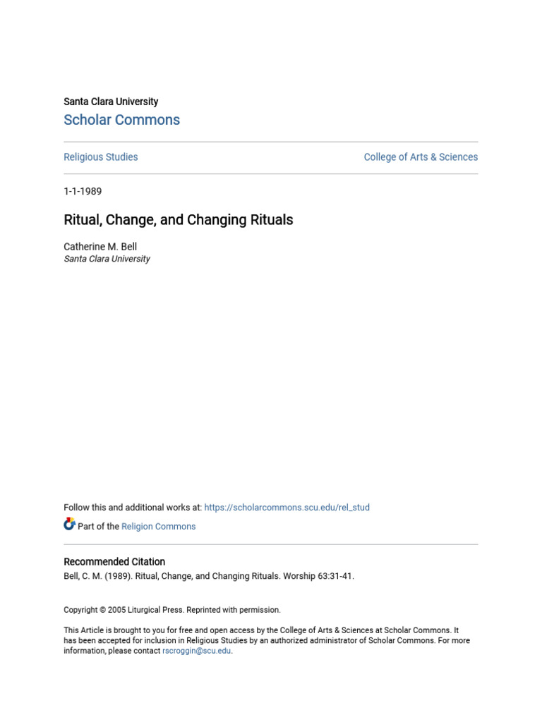 Ritual Dynamics and Social Change | PDF | Rituals | Mass (Liturgy)