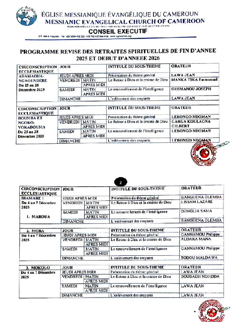 Programme Revise Des Retraites Spirituelles 2025-2026 | PDF