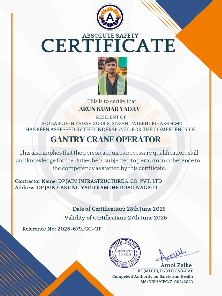 Gantry Crane Operator Certification | PDF