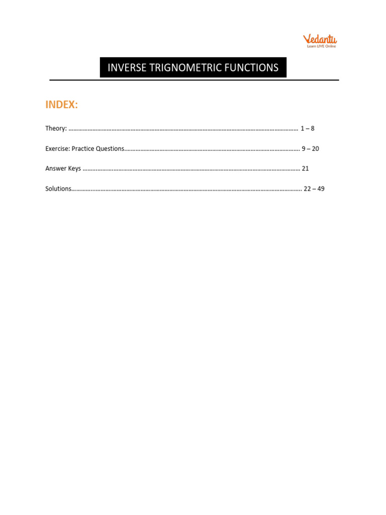 Inverse Trigonometric Functions Guide | PDF | Function (Mathematics ...