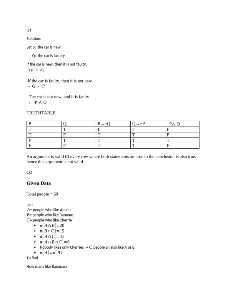 Maths Assignment | PDF | Argument | Logic
