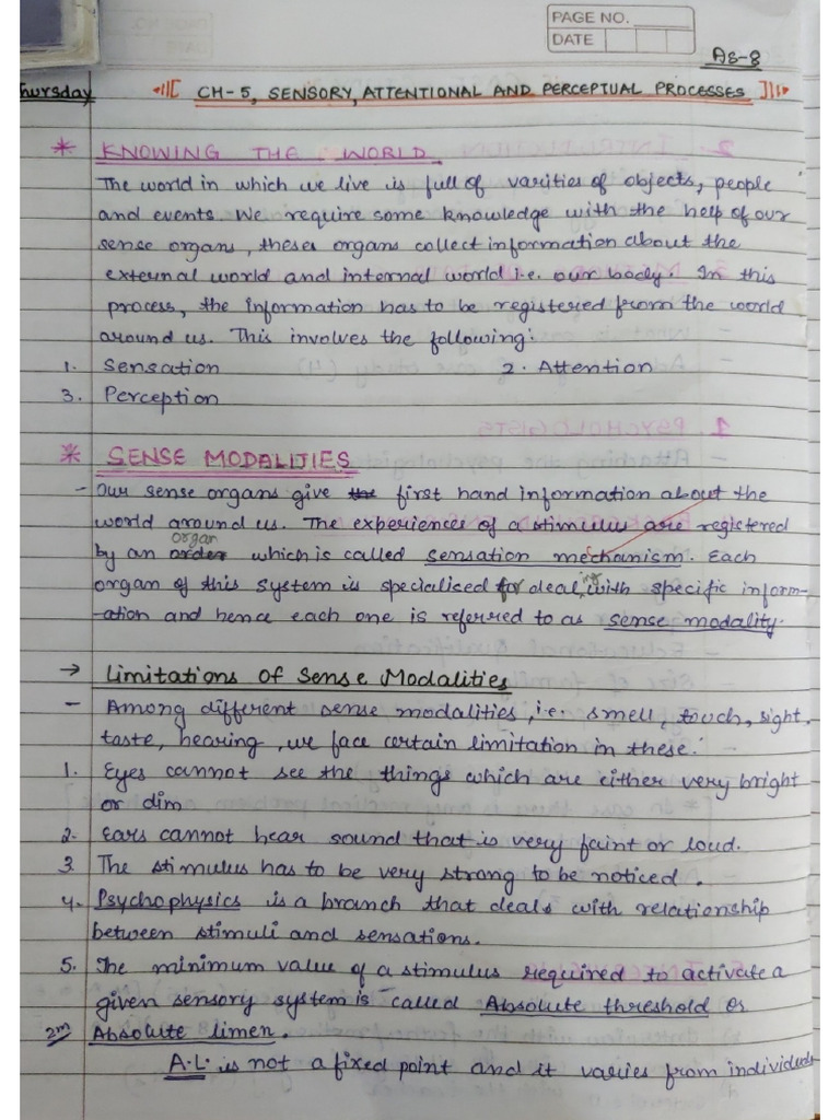 Sensory and Attentional and Perceptual Processes | PDF