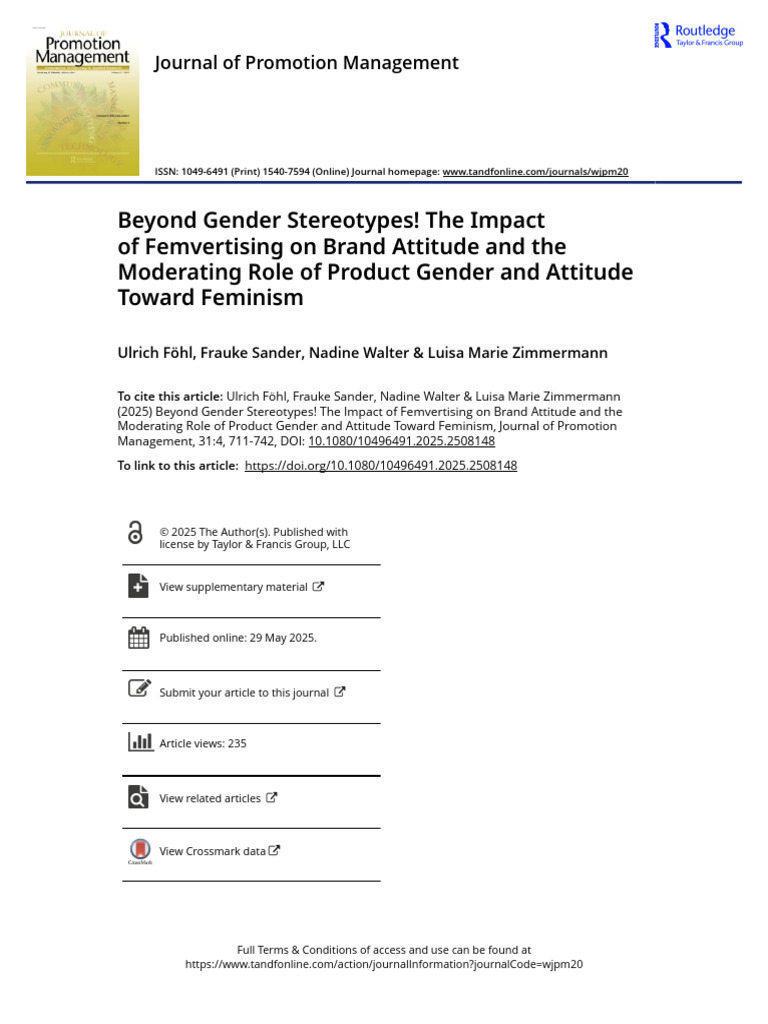 Beyond Gender Stereotypes The Impact of Femvertising On Brand Attitude ...