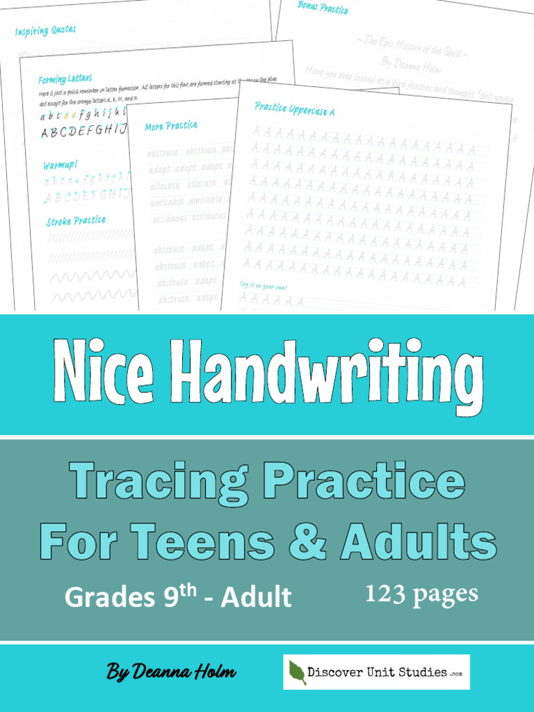 Handwriting Practice Worksheets for Teens & Adults | PDF | Writing
