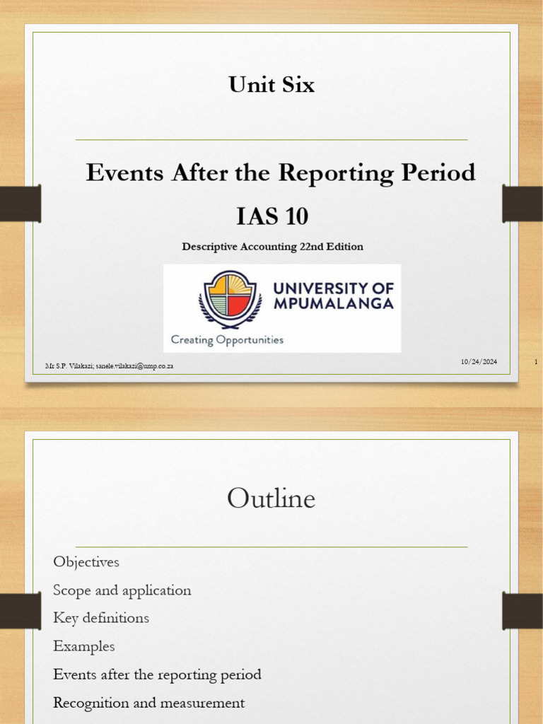 Unit 6 - Events After The Reporting Period - IAS 10 | PDF | Going ...