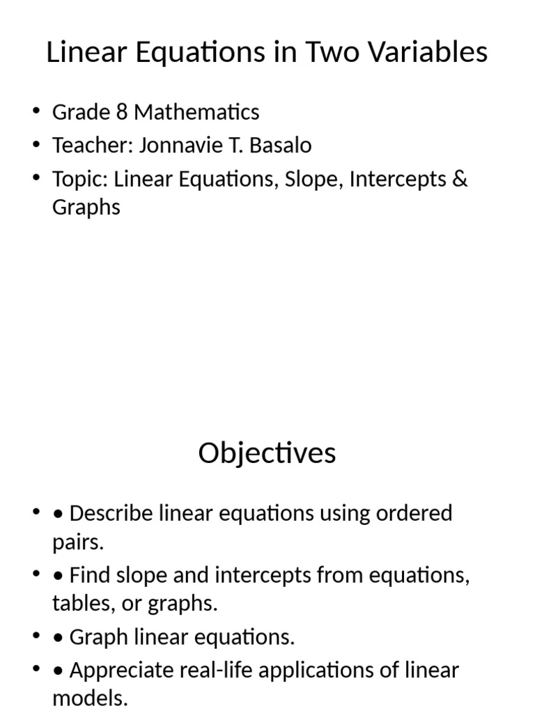 Grade8 LinearEquations Presentation | PDF